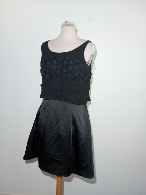 Robe Noire Chic Fleurs M