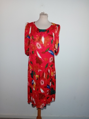 Robe Vintage Rouge Impression Paris