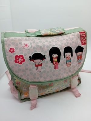 Sac À Dos Kokeshi Rose Et Vert