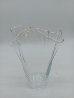 Vase En Verre Transparent Ondulé Design