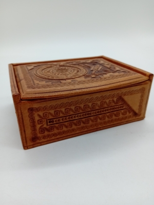 Boîte À Bijoux Vintage Cuir Motif Aztèque