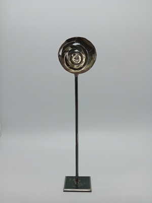Bougeoir Sculpture Spirale En Metal Brut