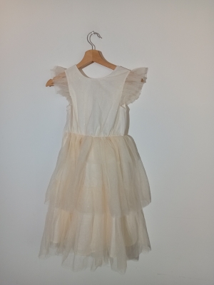 Robe De Ceremonie Tulle Paillete Blanc Casse 8 Ans