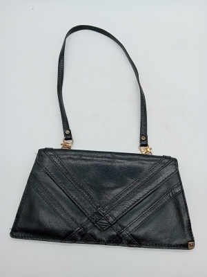 Sac À Main Vintage En Cuir Noir