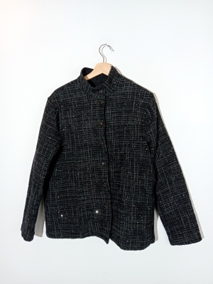 Veste Brillante Texturée Noire Sarah Pacini