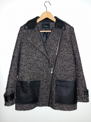 Blouson Maje En Laine Et Cuir