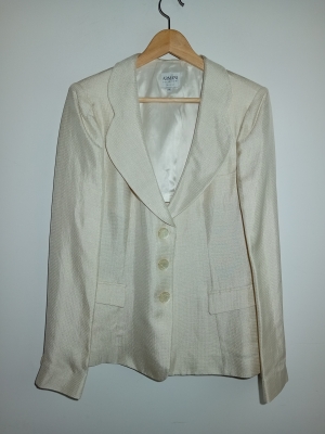 Veste de tailleur Armani Collezioni crème en lin et viscose