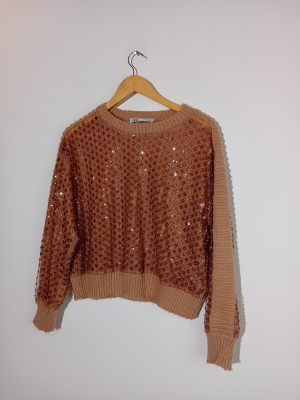 Pull En Maille À Paillettes Zara