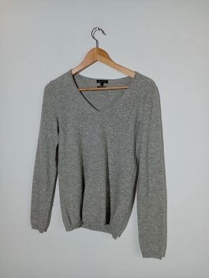 Pull Col V Cachemire Gris