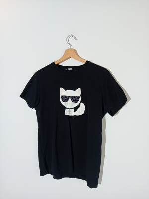 T-shirt Noir Karl Lagerfeld Motif Choupette