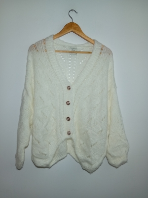 Gilet Maille Ajourée Crème