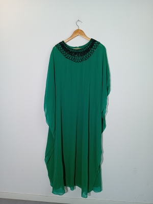 Robe Longue Émeraude Perles Splash L