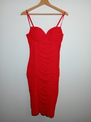 Robe Moulante Froncée Rouge F&p