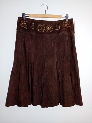 Jupe Trapèze Cuir Marron