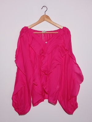Blouse Fluide À Volants Rose Fuchsia Amy & Clo