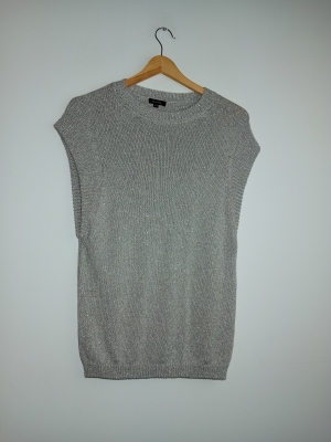 Top Maille Sans Manches Argenté Massimo Dutti