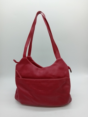 Sac A Main Hobo Rouge En Cuir Grain&eacute; Minelli