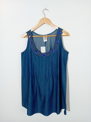 Top Bleu Fluide Bijoux