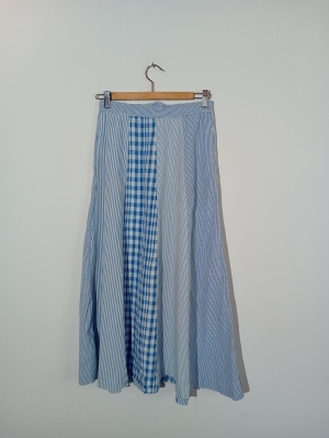 Jupe Trap&egrave;ze Rayures Et Vichy NafNaf Vintage