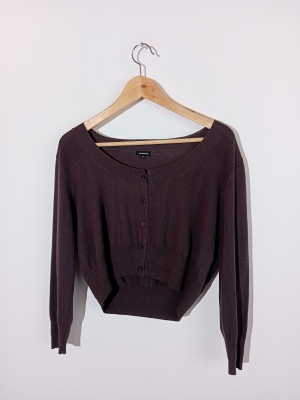 Gilet Court Boutonn&eacute; Caroline Biss Prune