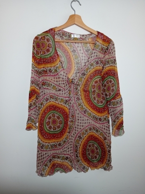 Blouse Fluide En Soie Motifs Psych&eacute;d&eacute;liques