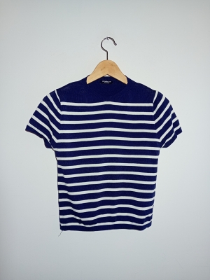 T-shirt En Maille Ray&eacute; Bleu Et Blanc Pittarello