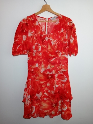 Robe Courte Transparente Fleurie Rouge Morgan