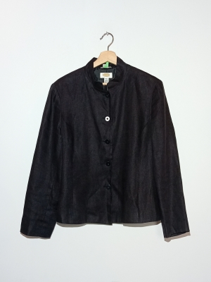 Veste En Lin Noire Talbots Xl