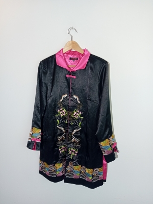 Veste Traditionnelle Chinoise Noire Brod&eacute;e