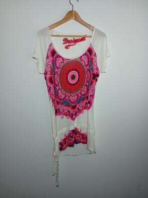 T-shirt Blanc Motif Mandala Desigual M