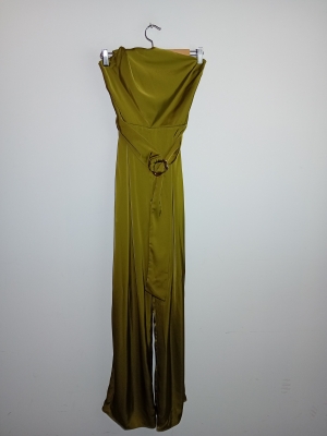 Combinaison Pantalon Satin&eacute;e Vert Olive Zara