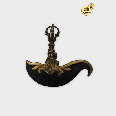 Phurba Vajra Rituel Tibétain en Bronze Doré et Noir