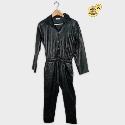 Combinaison Simili Cuir Noire S Élégante Et Tendance