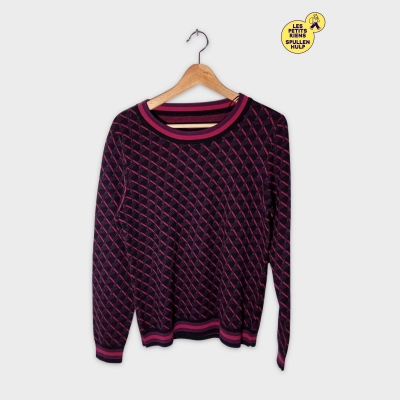 Pull Motifs Géométriques Bordeaux Et Noir M