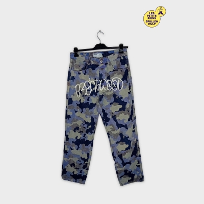 Pantalon Camouflage Denim Customisé Bershka W34 Fr44