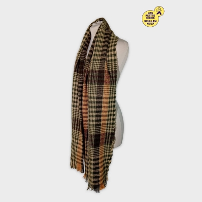 Écharpe À Carreaux Beige Et Vert - Taille Unique