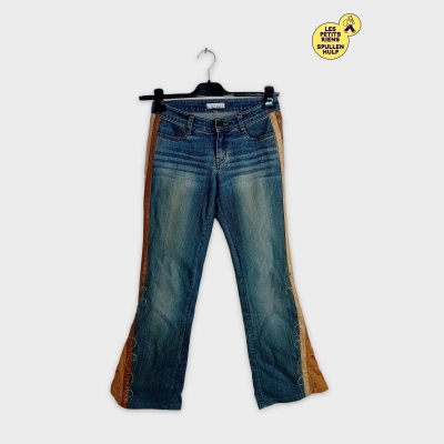 Jean Bootcut Délavé Lugent - Détails Cuir Brodé S