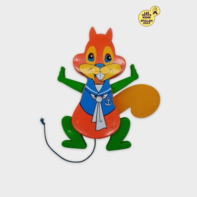 Écureuil Articulé Vintage En Plastique Avec Queue Animée