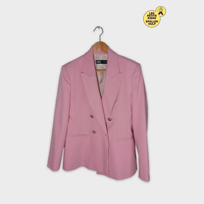 Zara Blazer Rose Poudré Coupe Croisée M