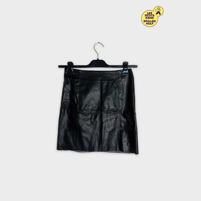Jupe Courte Noire Aspect Cuir H&m Xs 34