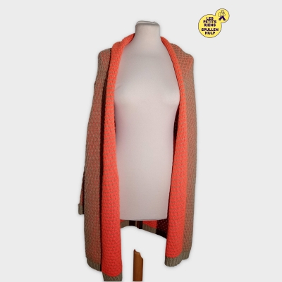 Cardigan Cks Maille Ajourée Orange Beige Taille Xl