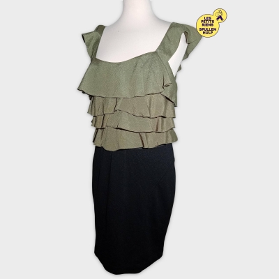 Robe Morgan Kaki Et Noire À Volants S