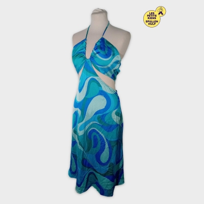 Robe D'été Légère À Motif Tourbillons Bleu Et Vert S