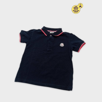 Polo Moncler Enfant Bleu Marine Liseré Rouge 5 Ans