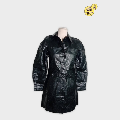 Veste Chemise Simili Cuir Noire Zara Xs