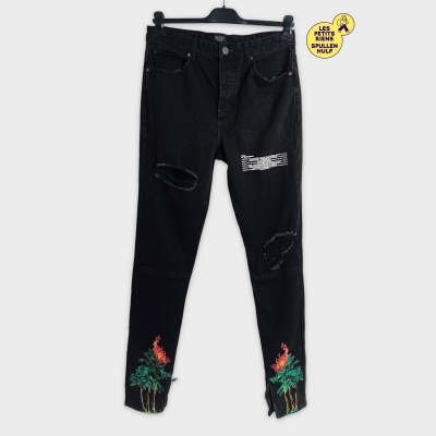 Jean Noir Coupe Skinny Brodé Boohooman W32 Fr42