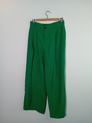 Pantalon Large Vert Vif Zara