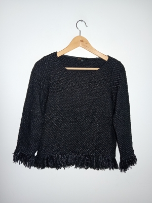 Pull En Tweed Noir Maje S