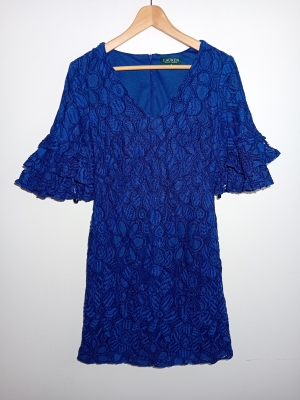 Robe Courte Dentelle Bleue Lauren Ralph Lauren M