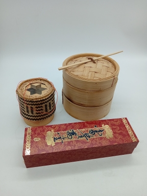 Lot Art De La Table Asiatique Bambou Et Coffret Baguettes